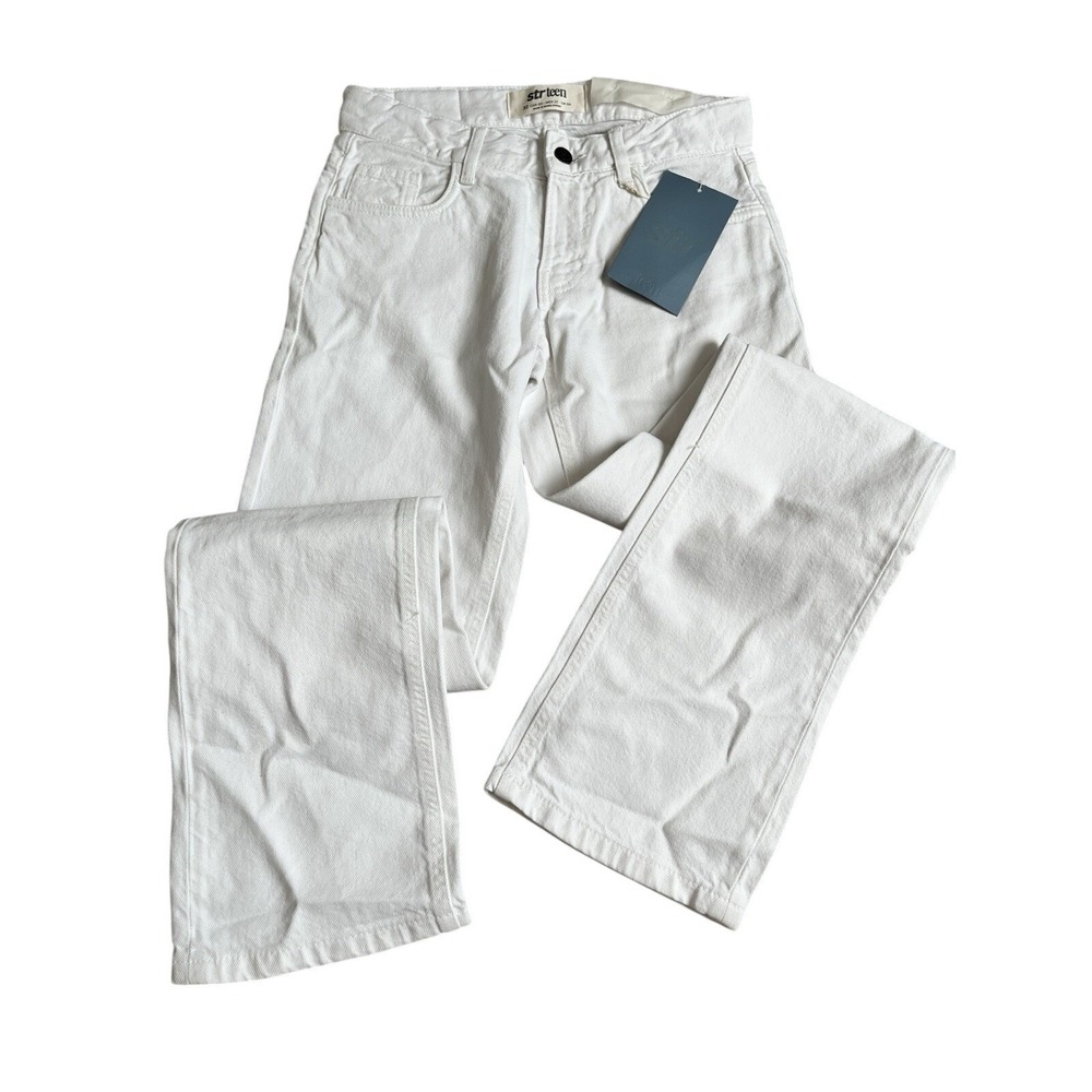 STR Teen Girls Low Rise White Denim Jeans Straight Leg 32" Inseam Size 00  NEW